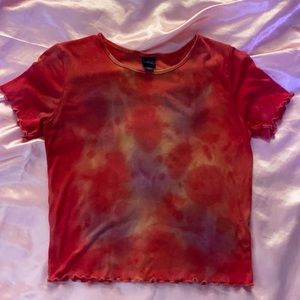 Red tie dye crop top